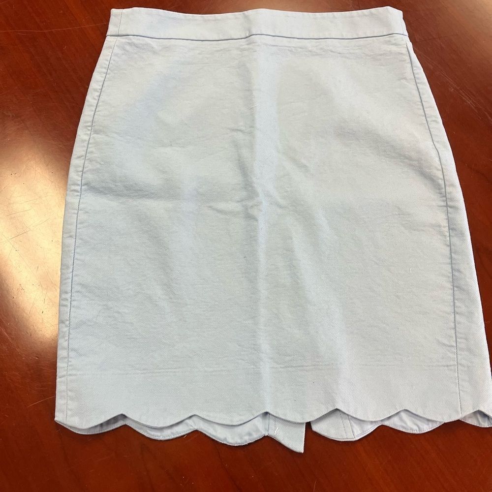 J. By J. Crew Light Blue Scallop Hem Skirt sz 2